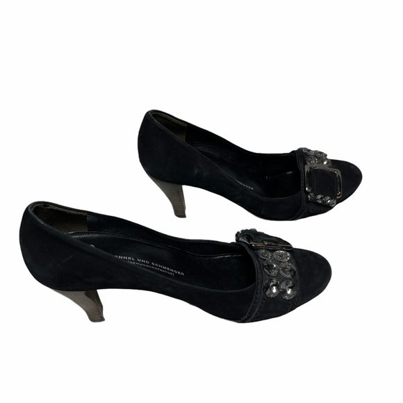 Kennel & Schmenger BLK Suede Crystal Buckle Heel 8 - Picture 3 of 5